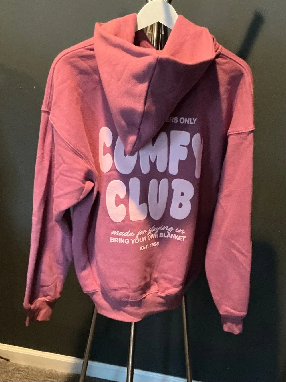 Rose Pink Hooded Pullover Sweatshirt - Picture 5 of 7